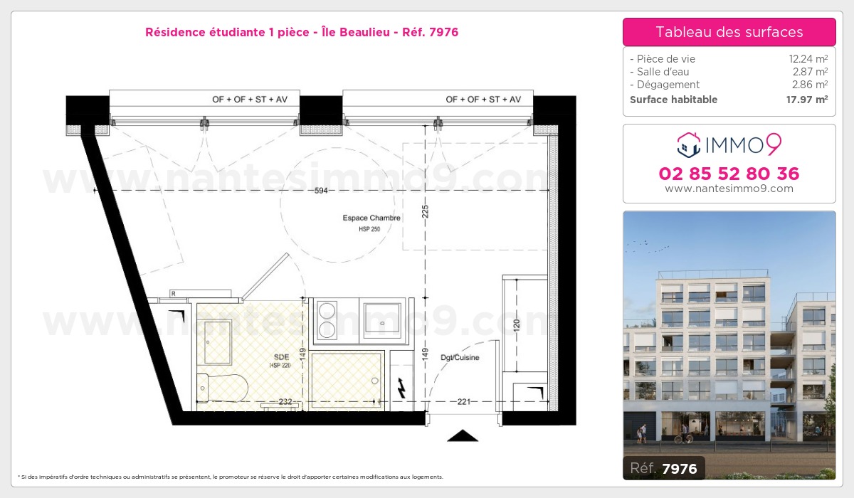 Plan et surfaces, Programme neuf Nantes : Île Beaulieu Référence n° 7976