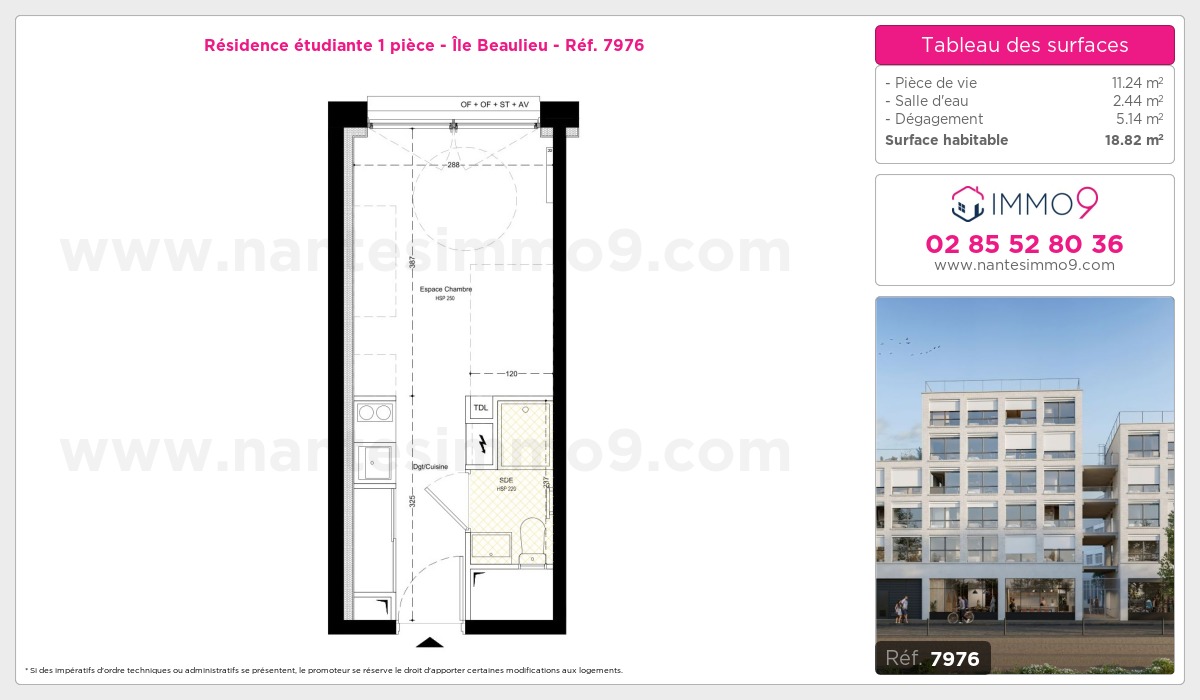 Plan et surfaces, Programme neuf Nantes : Île Beaulieu Référence n° 7976