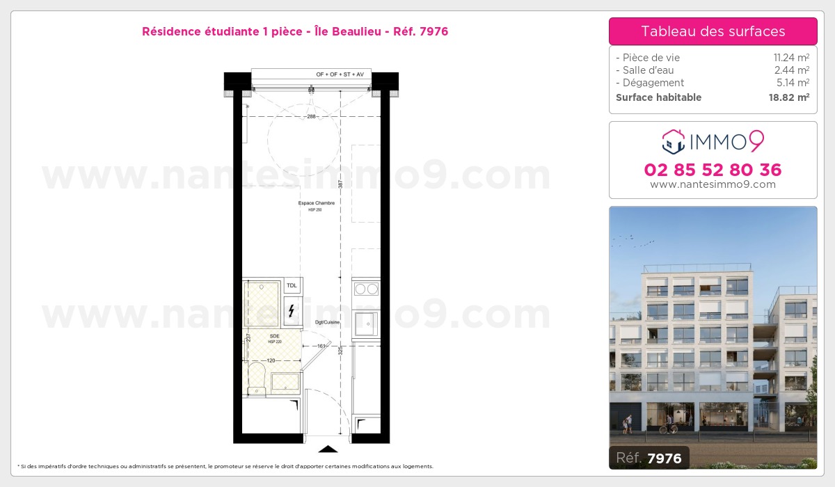 Plan et surfaces, Programme neuf Nantes : Île Beaulieu Référence n° 7976