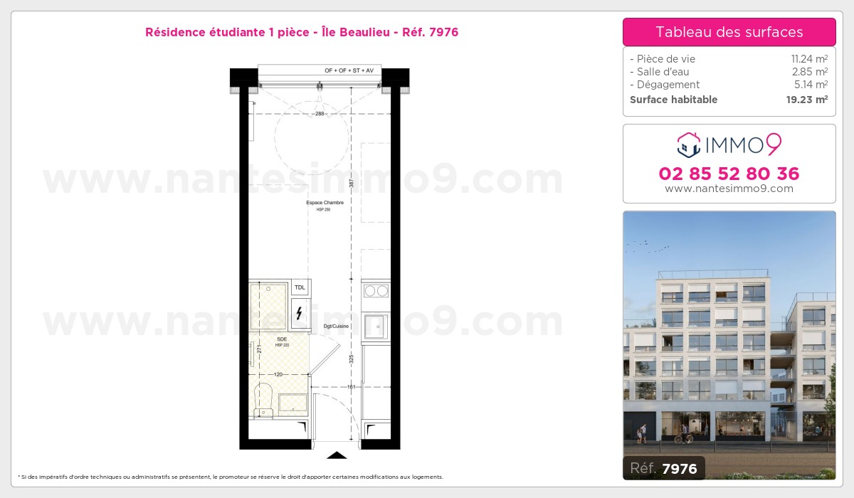 Plan et surfaces, Programme neuf Nantes : Île Beaulieu Référence n° 7976