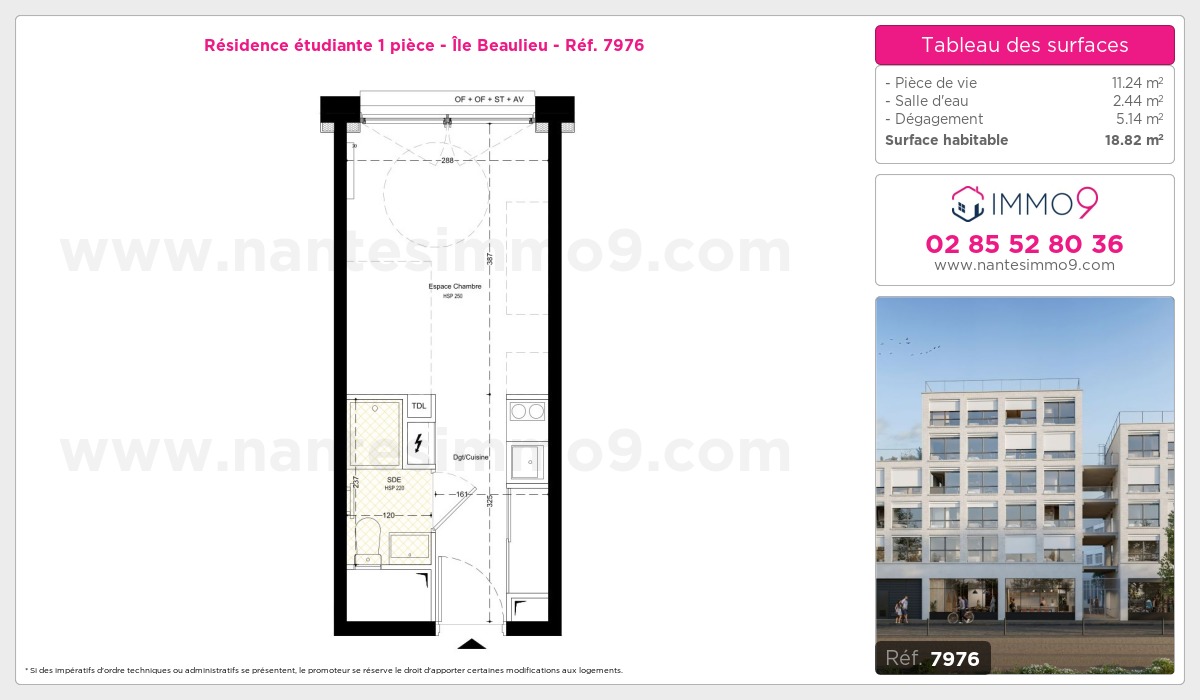 Plan et surfaces, Programme neuf Nantes : Île Beaulieu Référence n° 7976