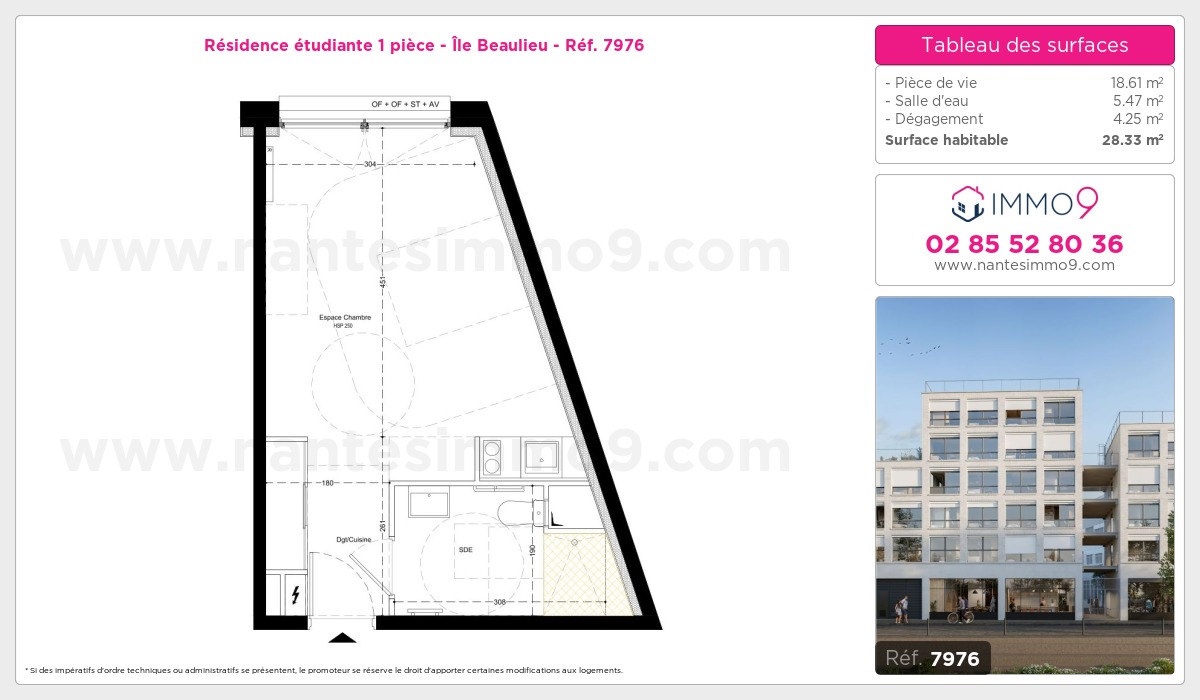 Plan et surfaces, Programme neuf Nantes : Île Beaulieu Référence n° 7976