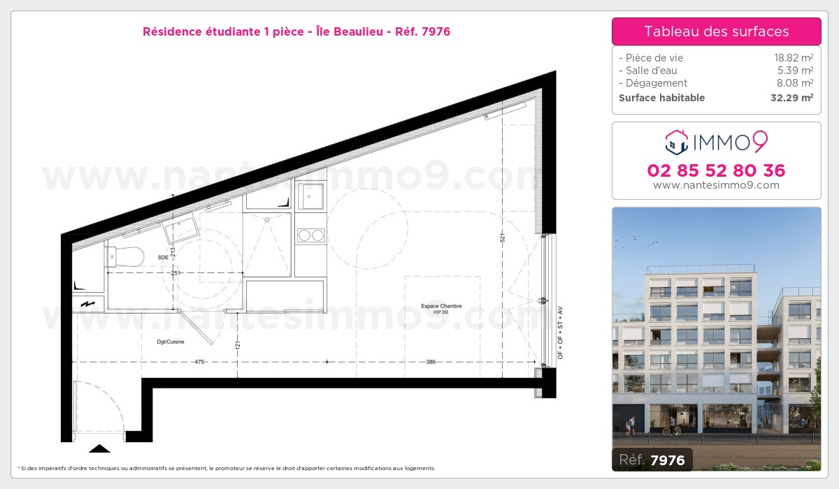 Plan et surfaces, Programme neuf Nantes : Île Beaulieu Référence n° 7976