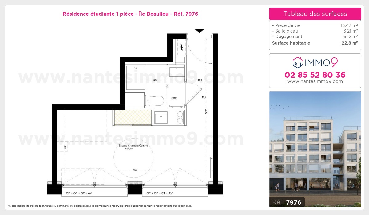 Plan et surfaces, Programme neuf Nantes : Île Beaulieu Référence n° 7976
