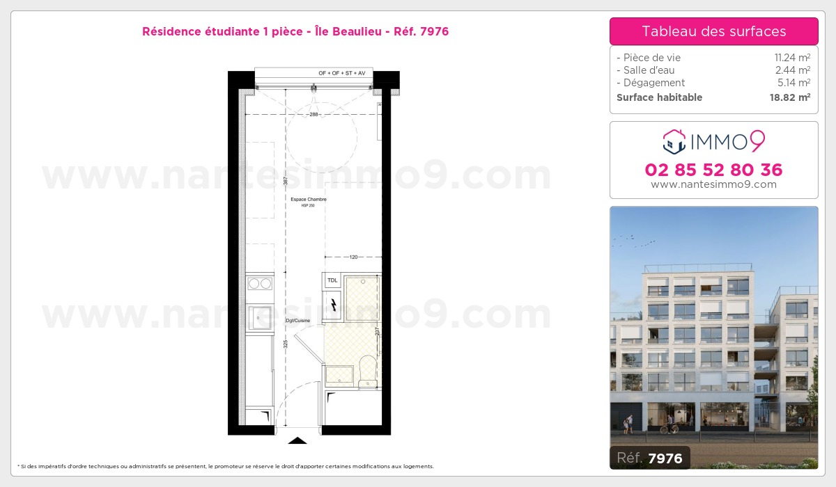 Plan et surfaces, Programme neuf Nantes : Île Beaulieu Référence n° 7976
