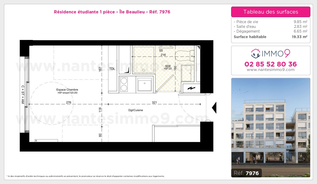 Plan et surfaces, Programme neuf Nantes : Île Beaulieu Référence n° 7976