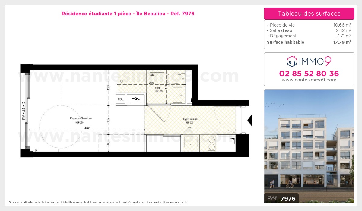 Plan et surfaces, Programme neuf Nantes : Île Beaulieu Référence n° 7976