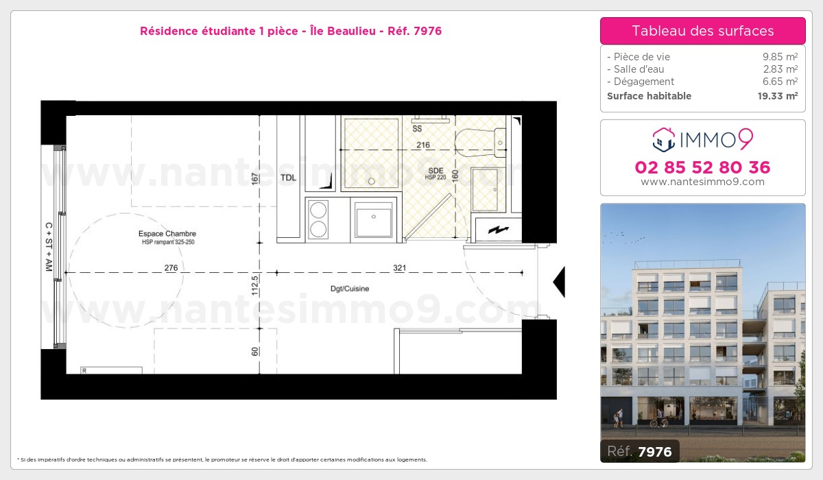 Plan et surfaces, Programme neuf Nantes : Île Beaulieu Référence n° 7976