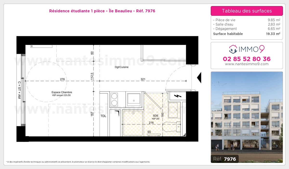 Plan et surfaces, Programme neuf Nantes : Île Beaulieu Référence n° 7976