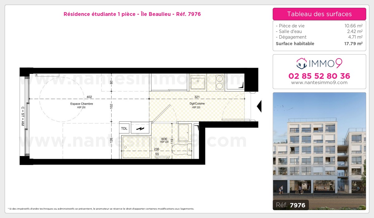Plan et surfaces, Programme neuf Nantes : Île Beaulieu Référence n° 7976