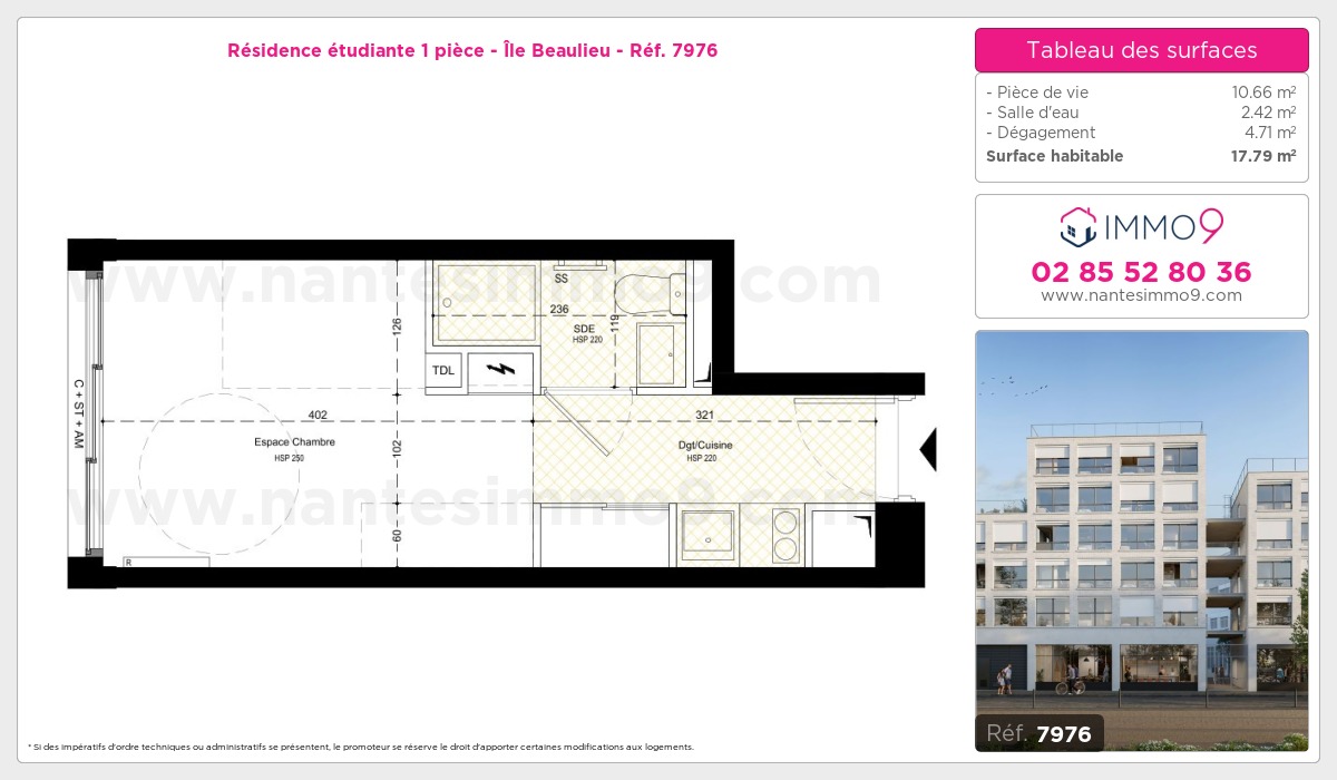 Plan et surfaces, Programme neuf Nantes : Île Beaulieu Référence n° 7976