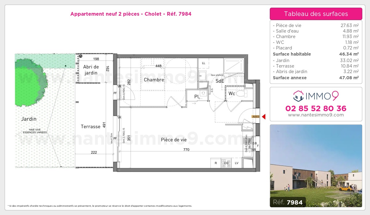 Plan et surfaces, Programme neuf Cholet Référence n° 7984