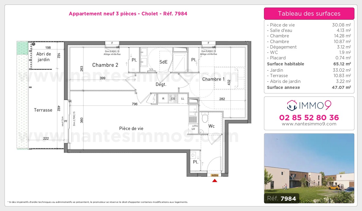 Plan et surfaces, Programme neuf Cholet Référence n° 7984