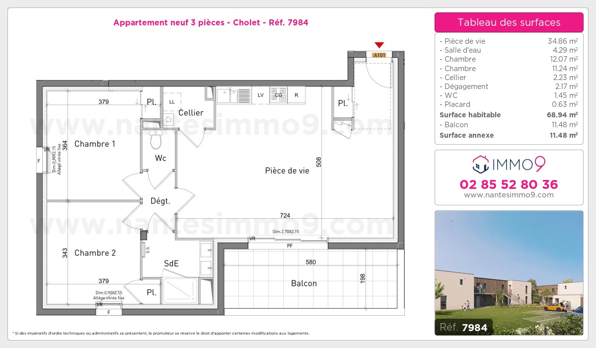 Plan et surfaces, Programme neuf Cholet Référence n° 7984