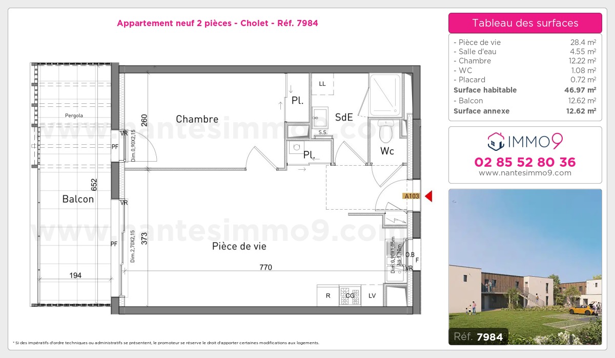 Plan et surfaces, Programme neuf Cholet Référence n° 7984