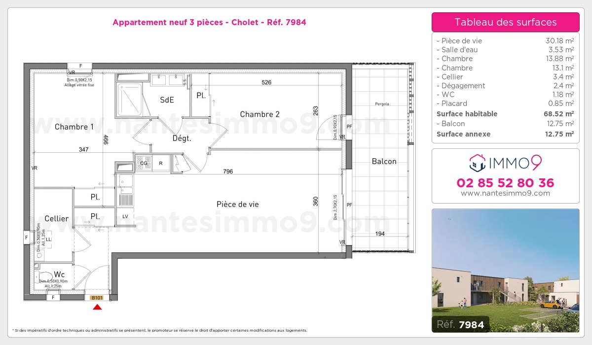 Plan et surfaces, Programme neuf Cholet Référence n° 7984