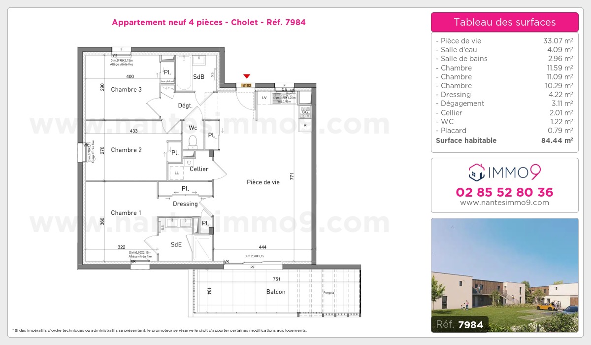 Plan et surfaces, Programme neuf Cholet Référence n° 7984