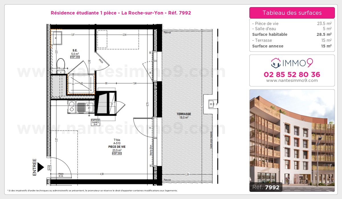 Plan et surfaces, Programme neuf Roche-sur-Yon Référence n° 7992
