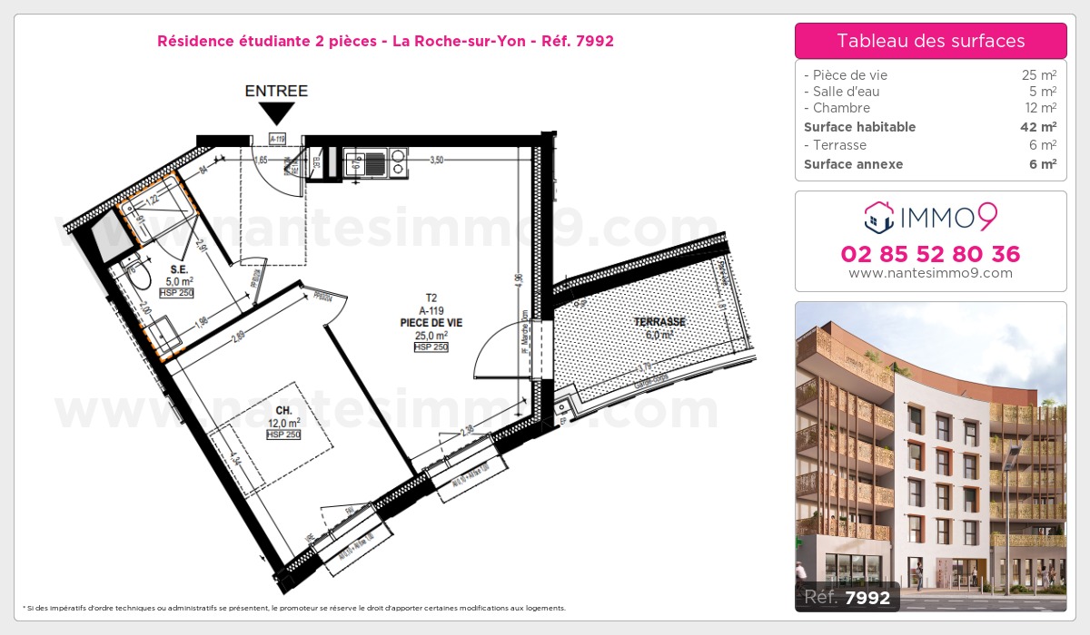 Plan et surfaces, Programme neuf Roche-sur-Yon Référence n° 7992