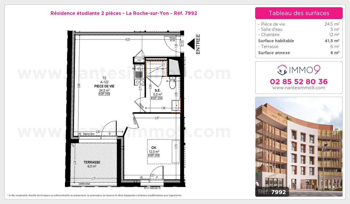 Plan et surfaces, Programme neuf Roche-sur-Yon Référence n° 7992