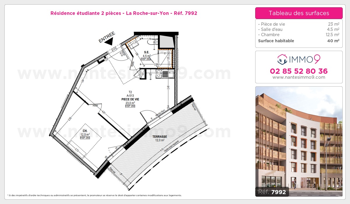 Plan et surfaces, Programme neuf Roche-sur-Yon Référence n° 7992