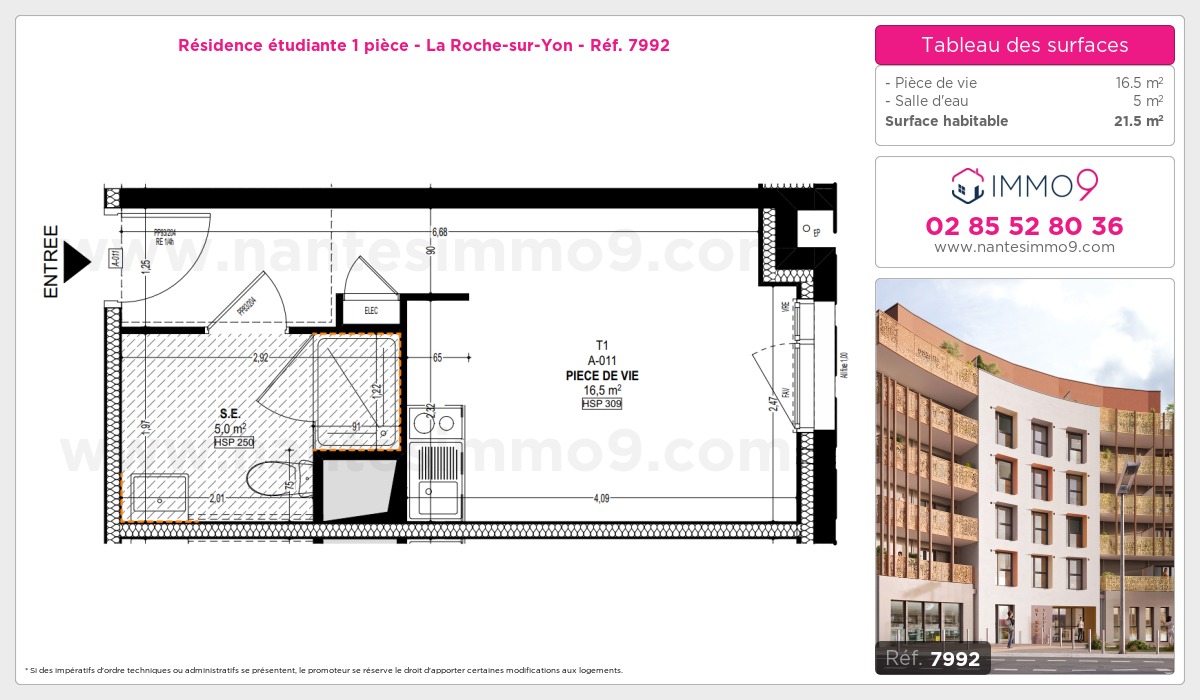 Plan et surfaces, Programme neuf Roche-sur-Yon Référence n° 7992