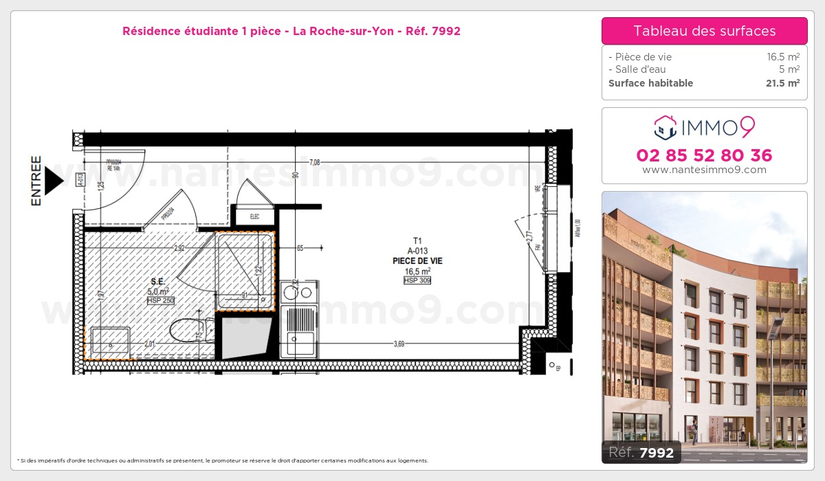 Plan et surfaces, Programme neuf Roche-sur-Yon Référence n° 7992
