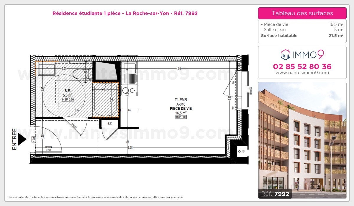 Plan et surfaces, Programme neuf Roche-sur-Yon Référence n° 7992
