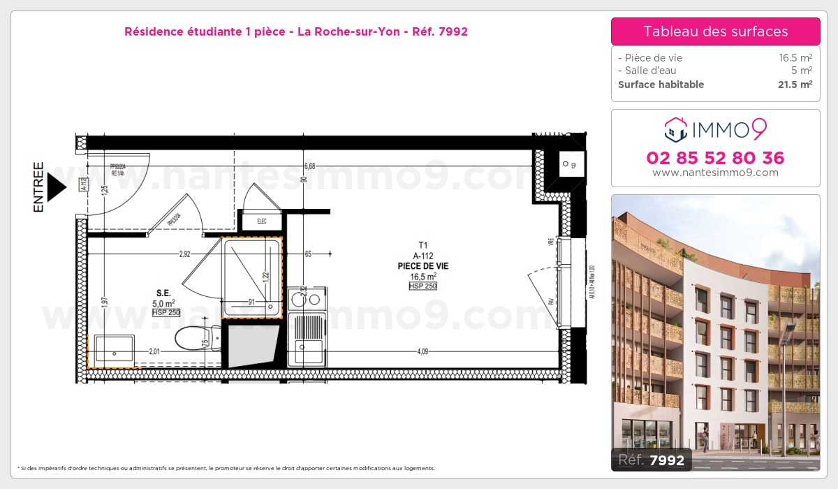 Plan et surfaces, Programme neuf Roche-sur-Yon Référence n° 7992