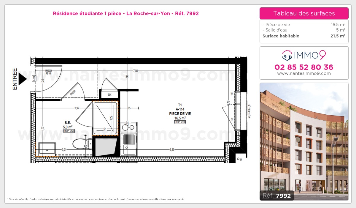 Plan et surfaces, Programme neuf Roche-sur-Yon Référence n° 7992
