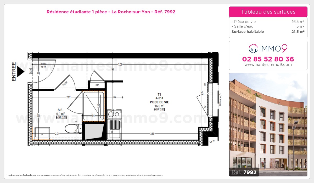 Plan et surfaces, Programme neuf Roche-sur-Yon Référence n° 7992