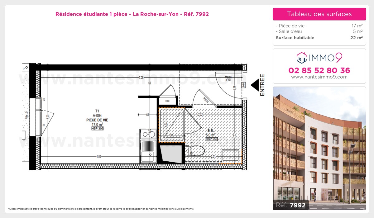 Plan et surfaces, Programme neuf Roche-sur-Yon Référence n° 7992