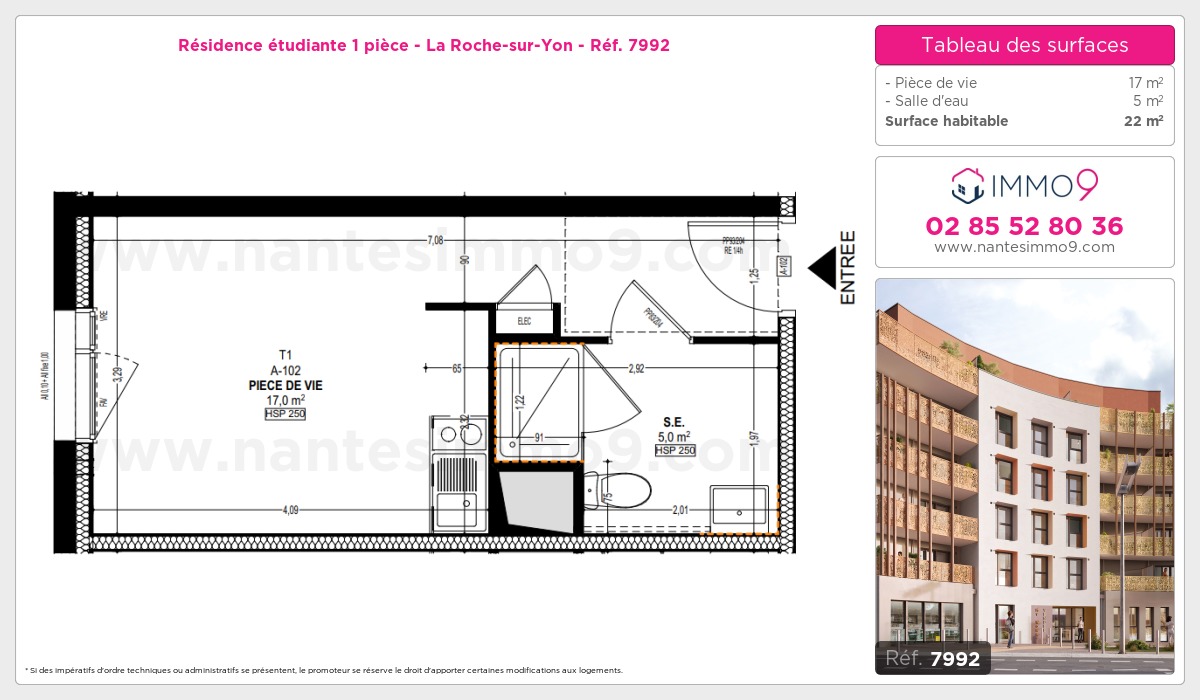 Plan et surfaces, Programme neuf Roche-sur-Yon Référence n° 7992