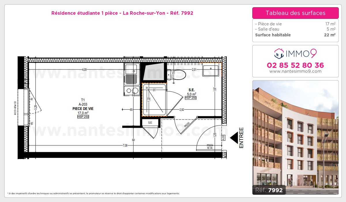 Plan et surfaces, Programme neuf Roche-sur-Yon Référence n° 7992