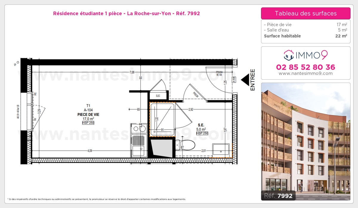 Plan et surfaces, Programme neuf Roche-sur-Yon Référence n° 7992