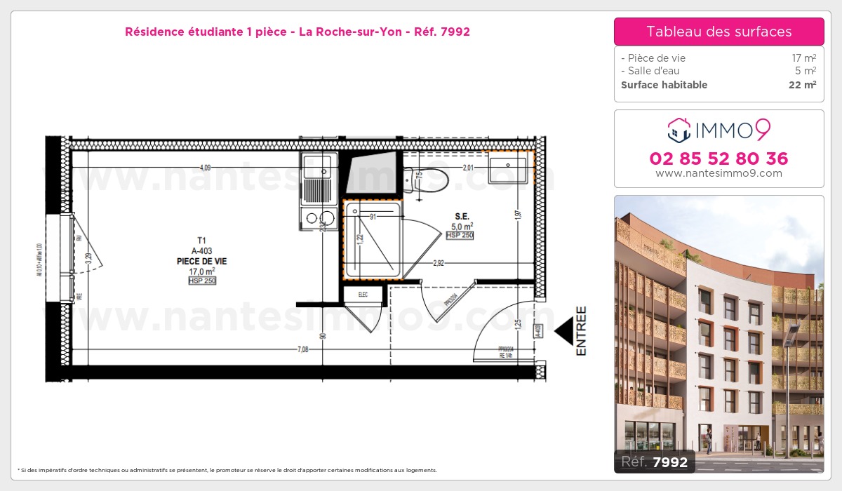 Plan et surfaces, Programme neuf Roche-sur-Yon Référence n° 7992