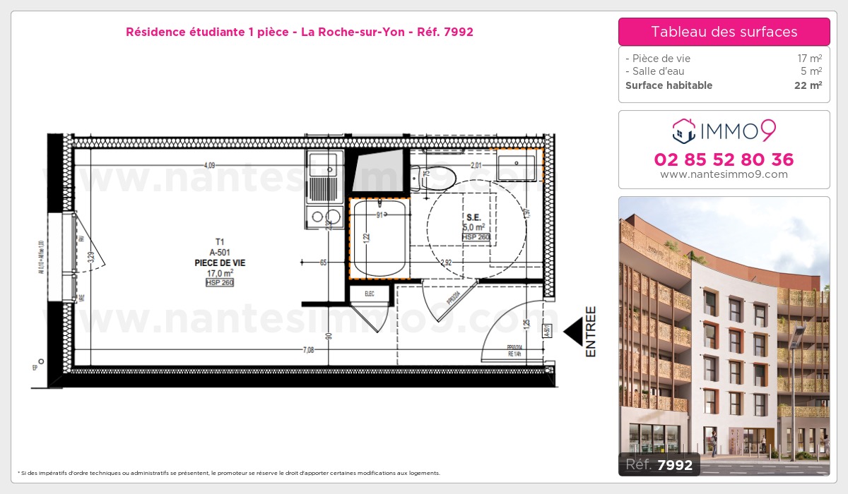 Plan et surfaces, Programme neuf Roche-sur-Yon Référence n° 7992