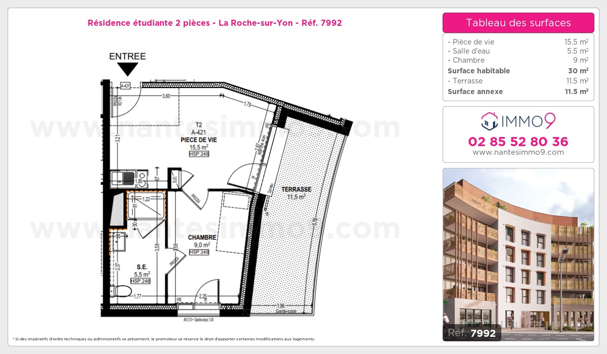Plan et surfaces, Programme neuf Roche-sur-Yon Référence n° 7992