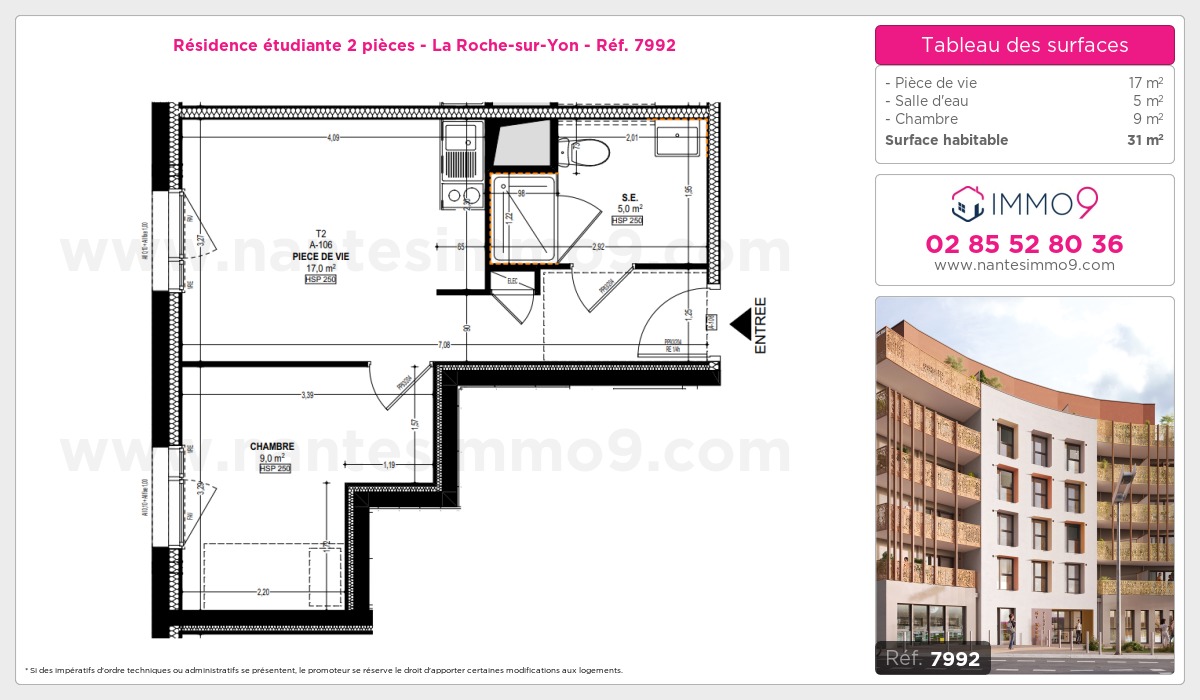 Plan et surfaces, Programme neuf Roche-sur-Yon Référence n° 7992