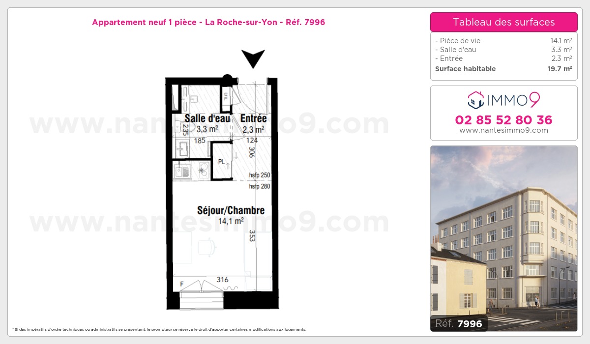 Plan et surfaces, Programme neuf Roche-sur-Yon Référence n° 7996