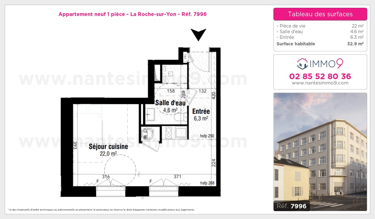 Plan et surfaces, Programme neuf Roche-sur-Yon Référence n° 7996