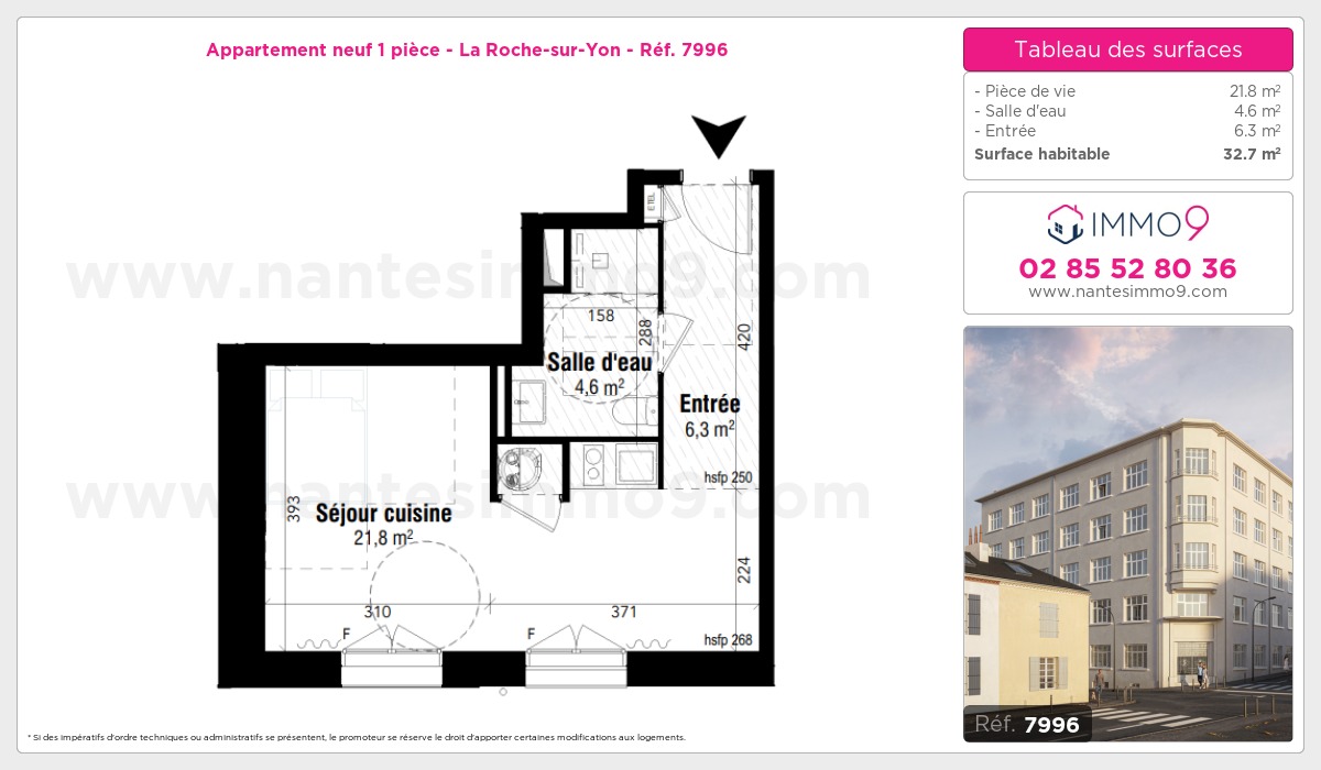 Plan et surfaces, Programme neuf Roche-sur-Yon Référence n° 7996