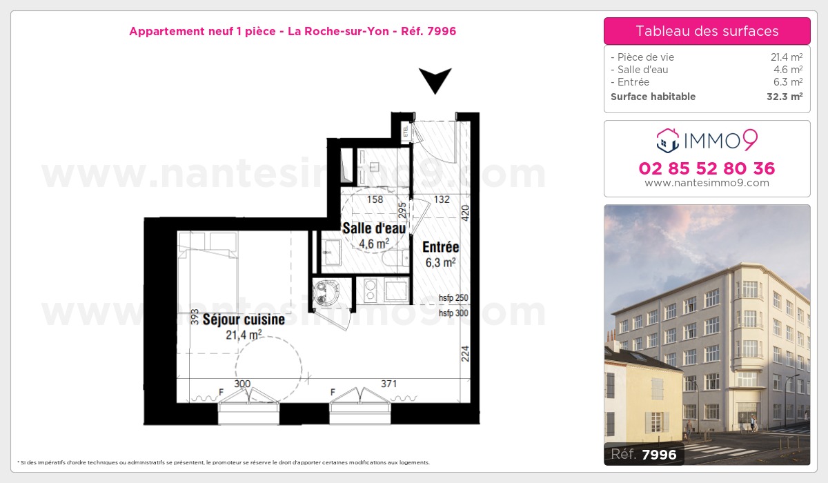 Plan et surfaces, Programme neuf Roche-sur-Yon Référence n° 7996