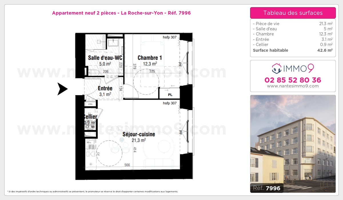 Plan et surfaces, Programme neuf Roche-sur-Yon Référence n° 7996