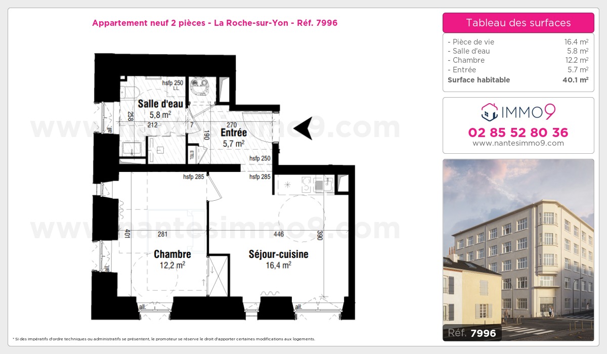 Plan et surfaces, Programme neuf Roche-sur-Yon Référence n° 7996