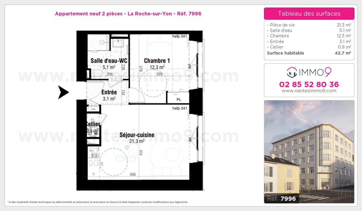 Plan et surfaces, Programme neuf Roche-sur-Yon Référence n° 7996