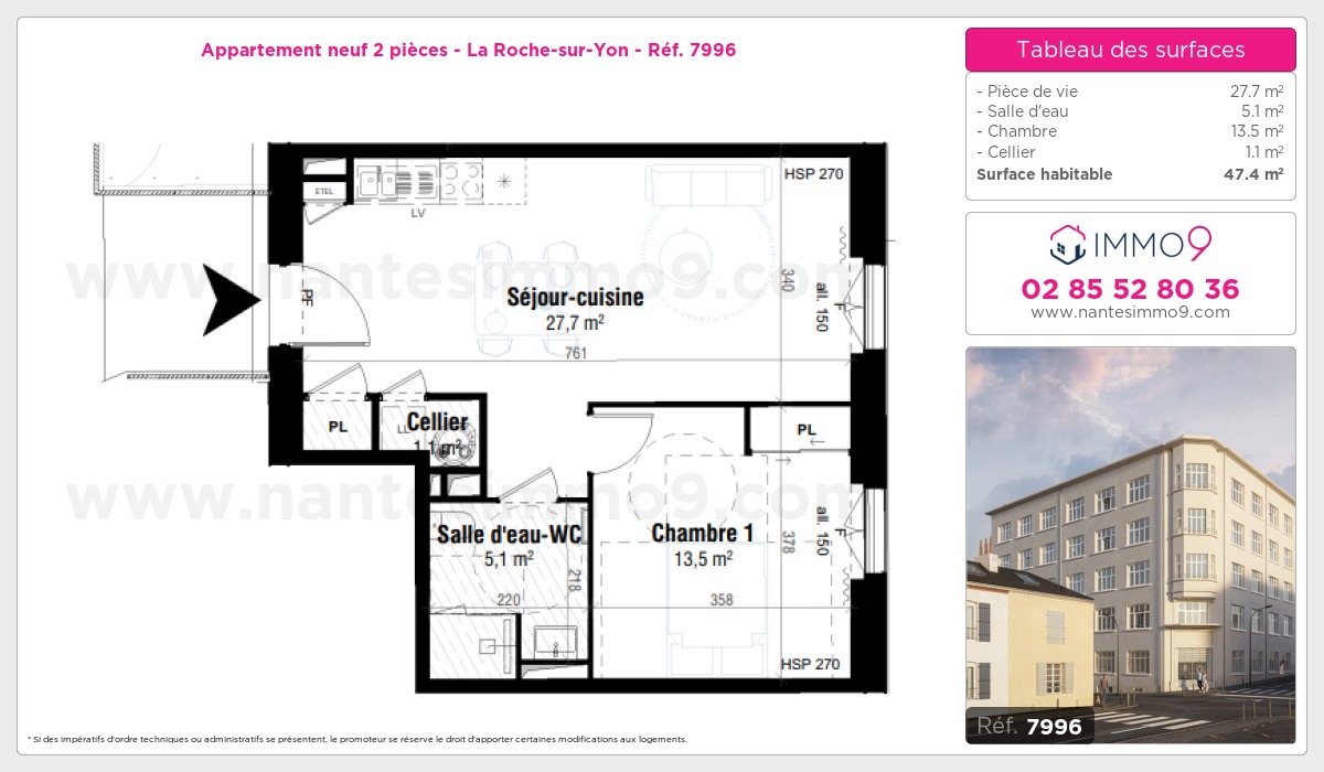 Plan et surfaces, Programme neuf Roche-sur-Yon Référence n° 7996