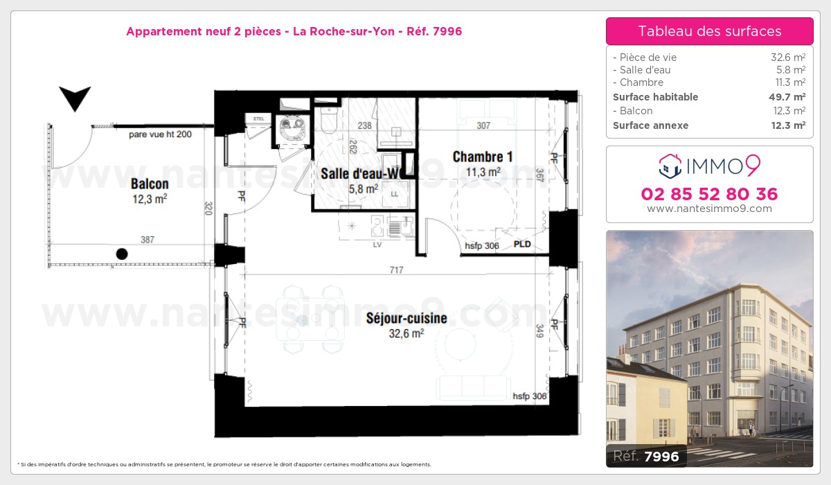 Plan et surfaces, Programme neuf Roche-sur-Yon Référence n° 7996