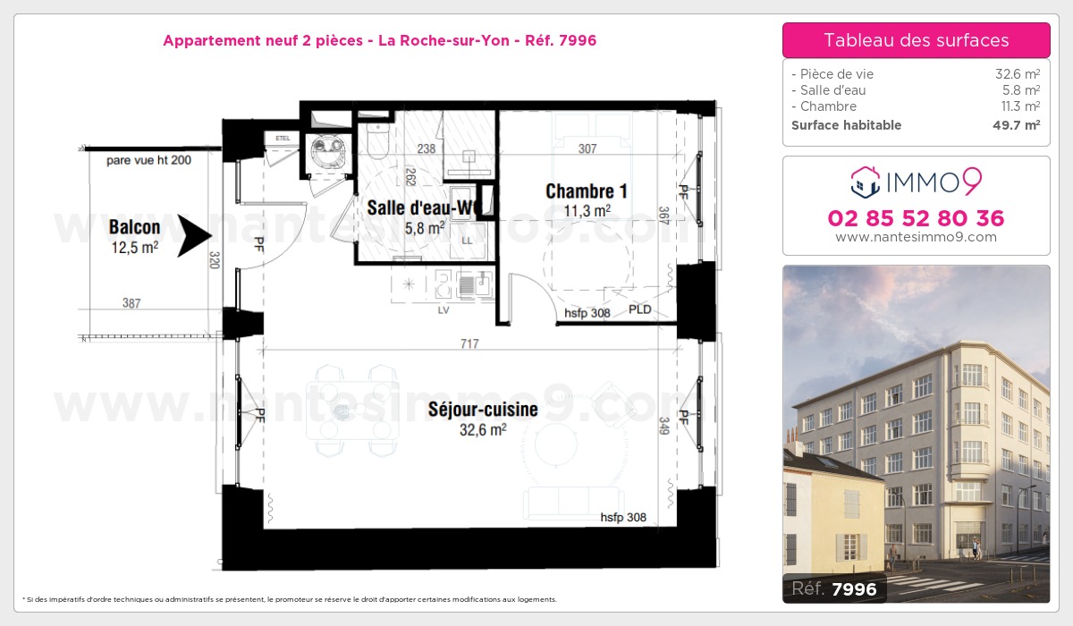 Plan et surfaces, Programme neuf Roche-sur-Yon Référence n° 7996