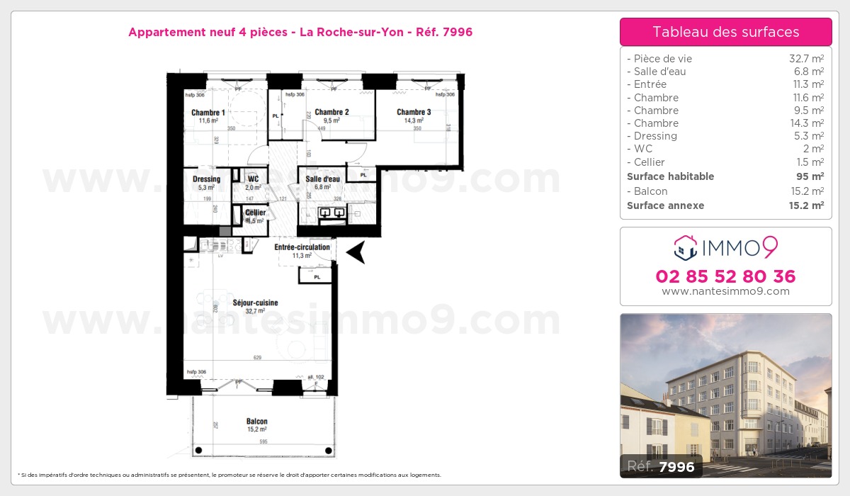Plan et surfaces, Programme neuf Roche-sur-Yon Référence n° 7996